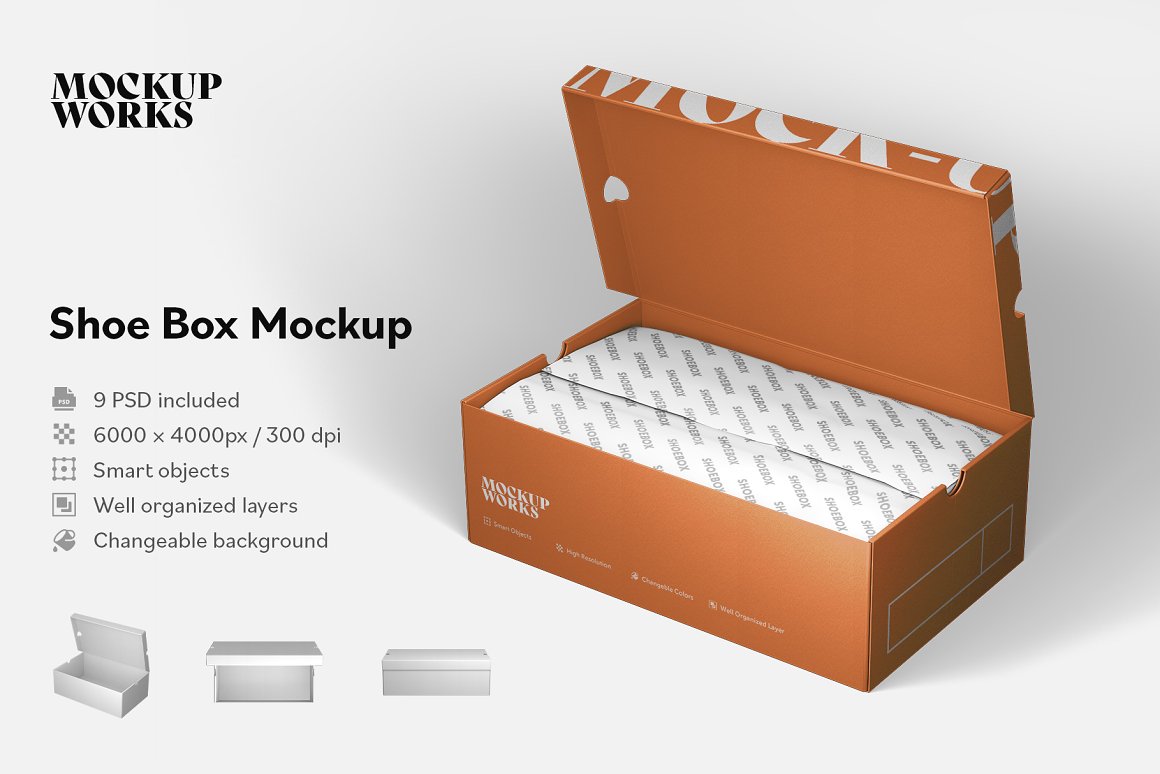 A shoe box mockup set