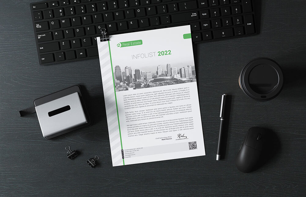 A letterhead at workplace mockup templates