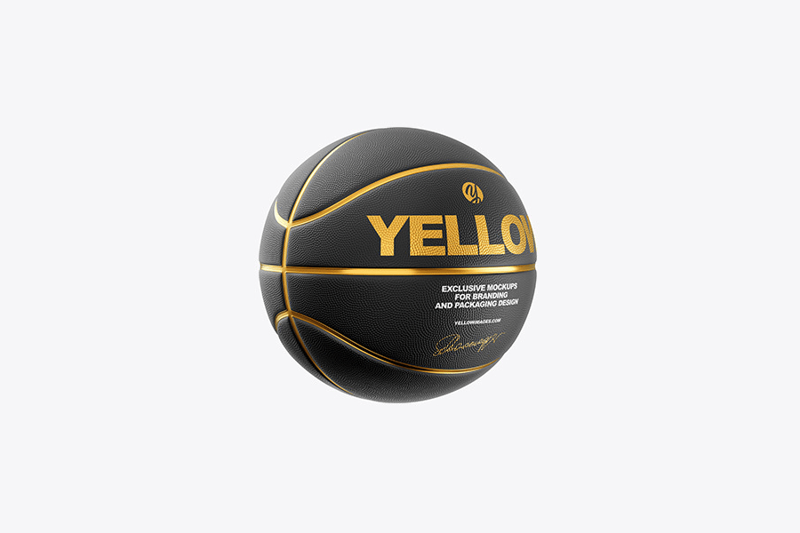 A black and gold basketball ball mockup