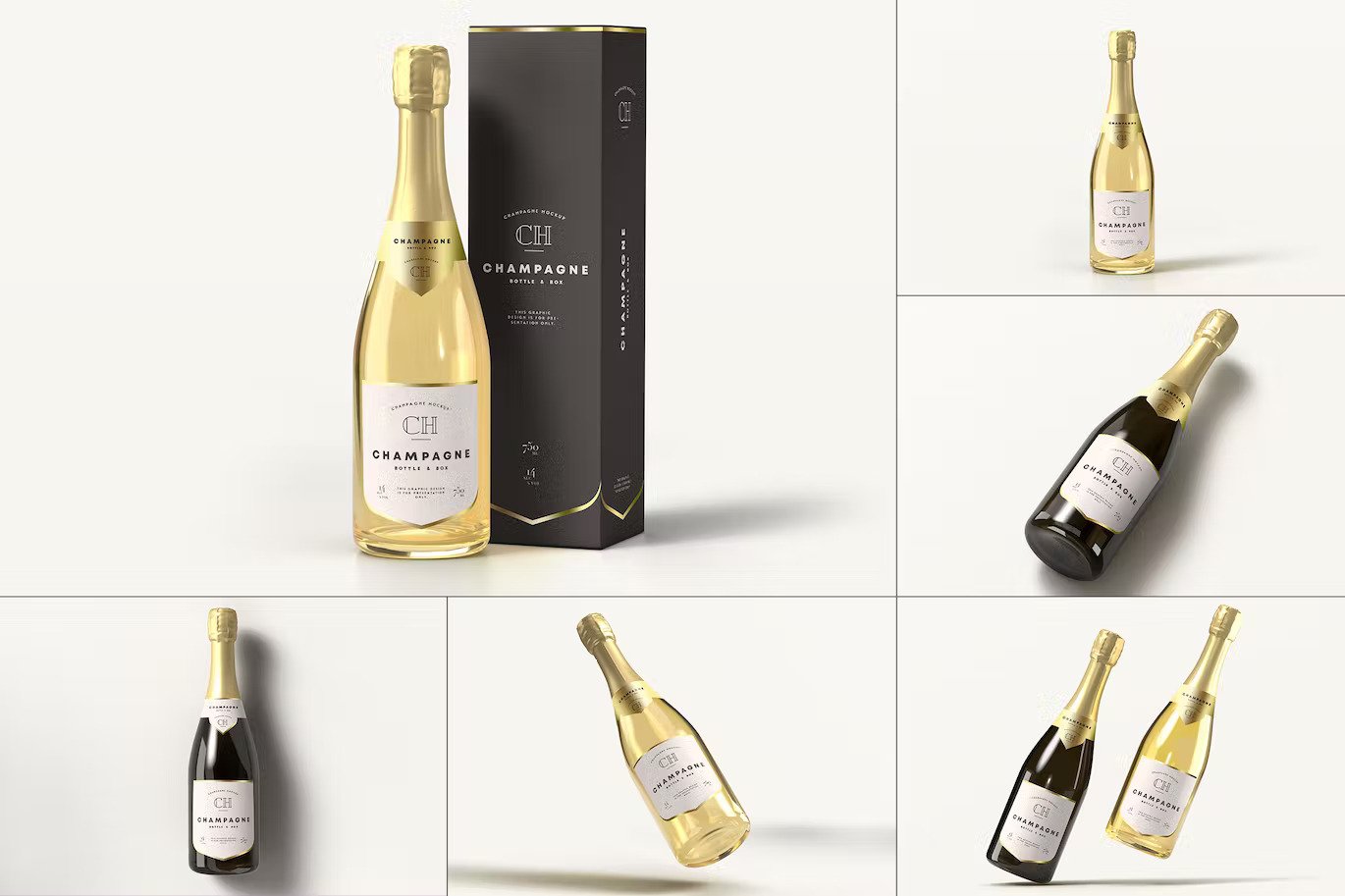 Different champagne mockups