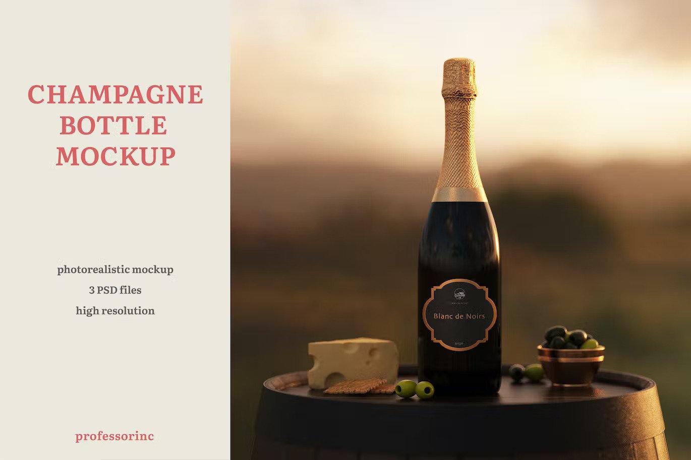 A champagne bottle mockup