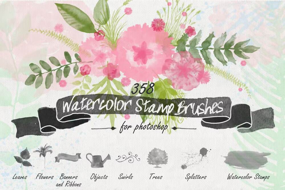 A floral watercolor brushes for photoshop