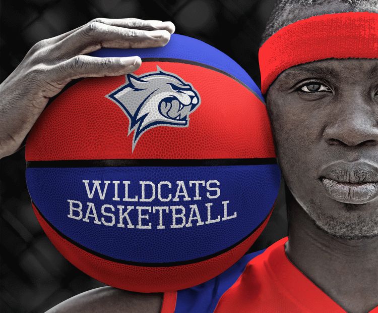 A red and blue basketball mockup template