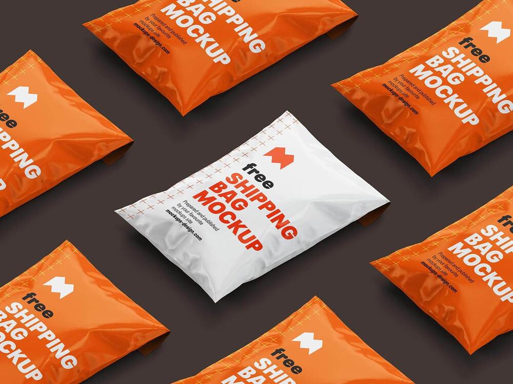 A set of shipping bag mockups