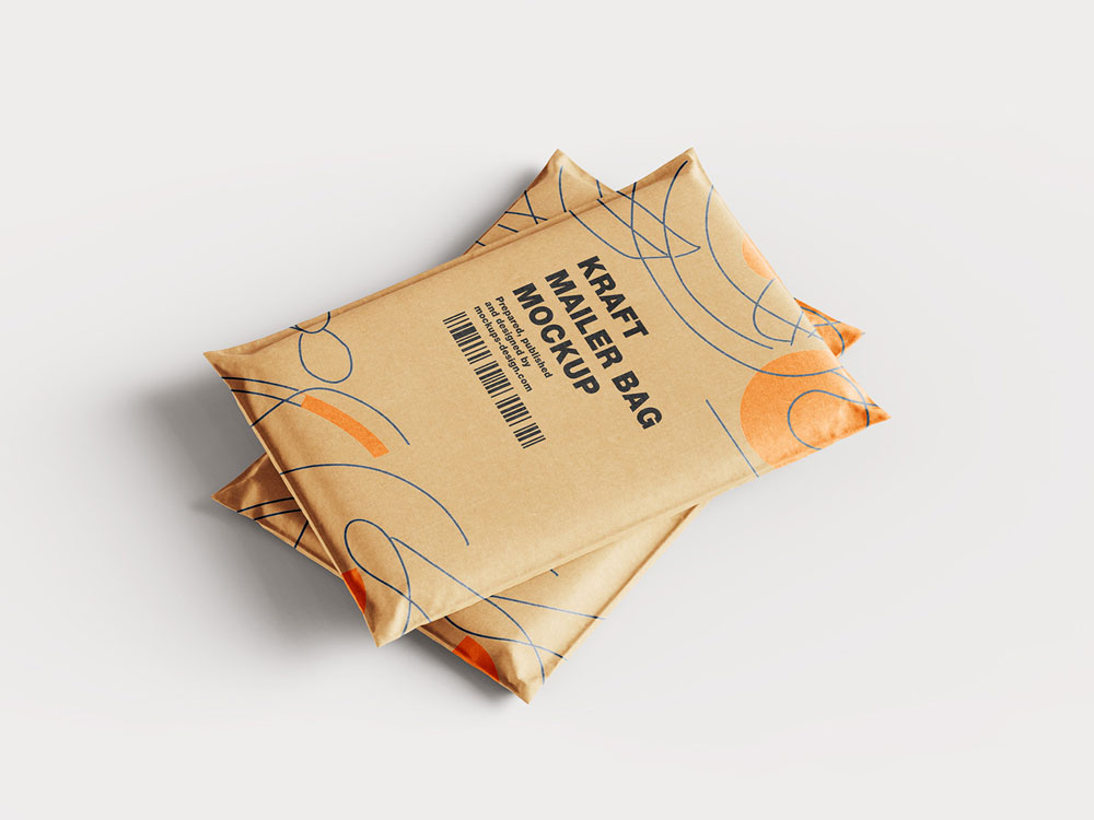 A kraft paper mailing bag mockup template