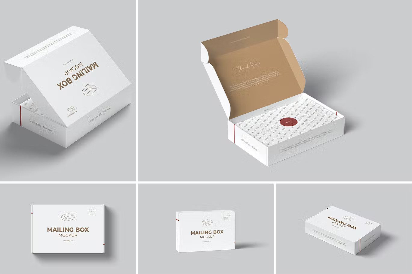 A white mailing box mockups