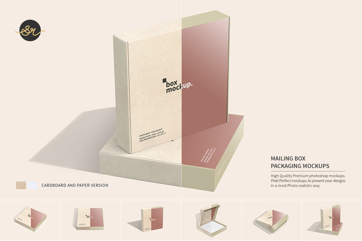 A set of cardboard mailing box mockups