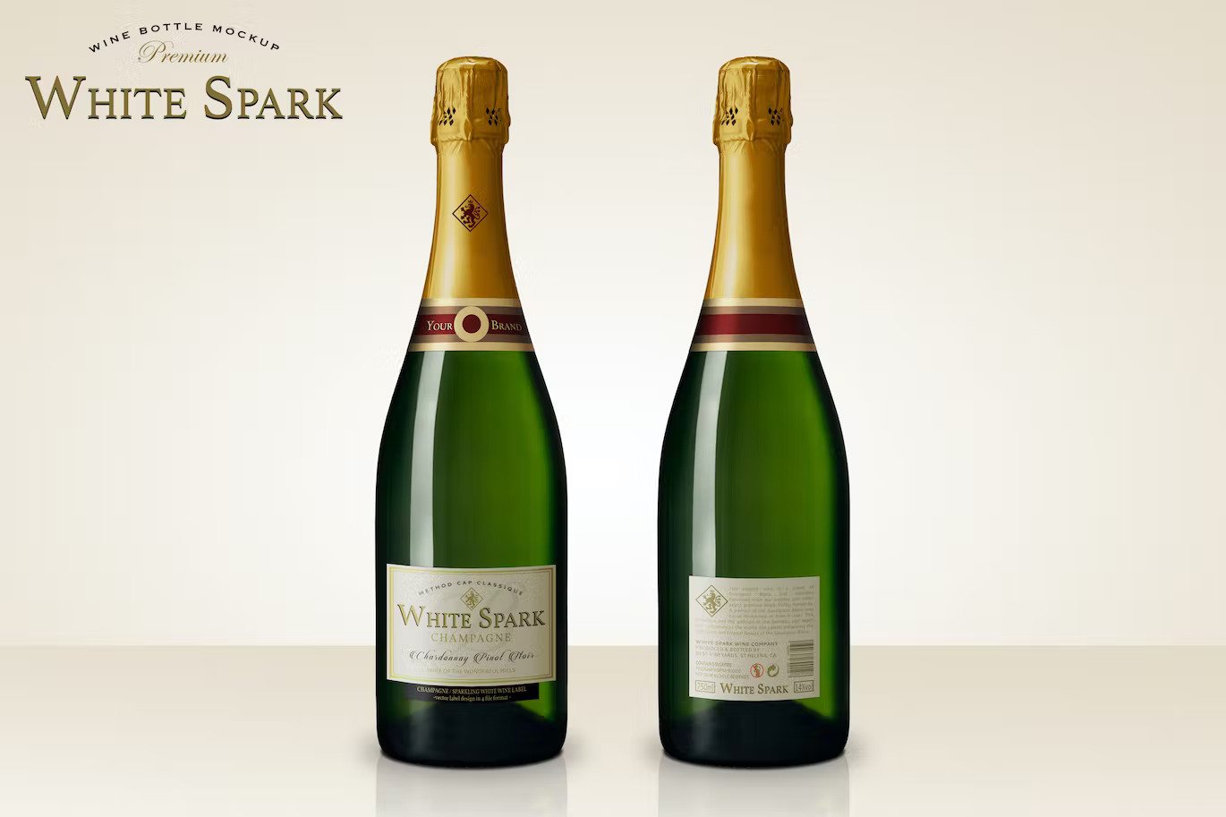 A premium champagne bottle mockup template