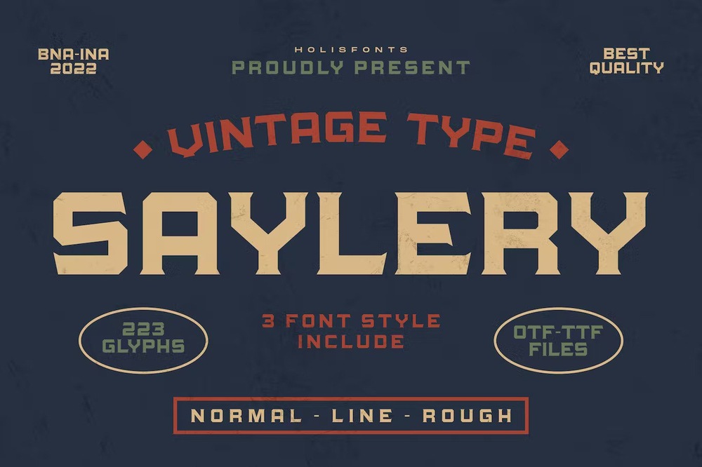 A three font style vintage typeface