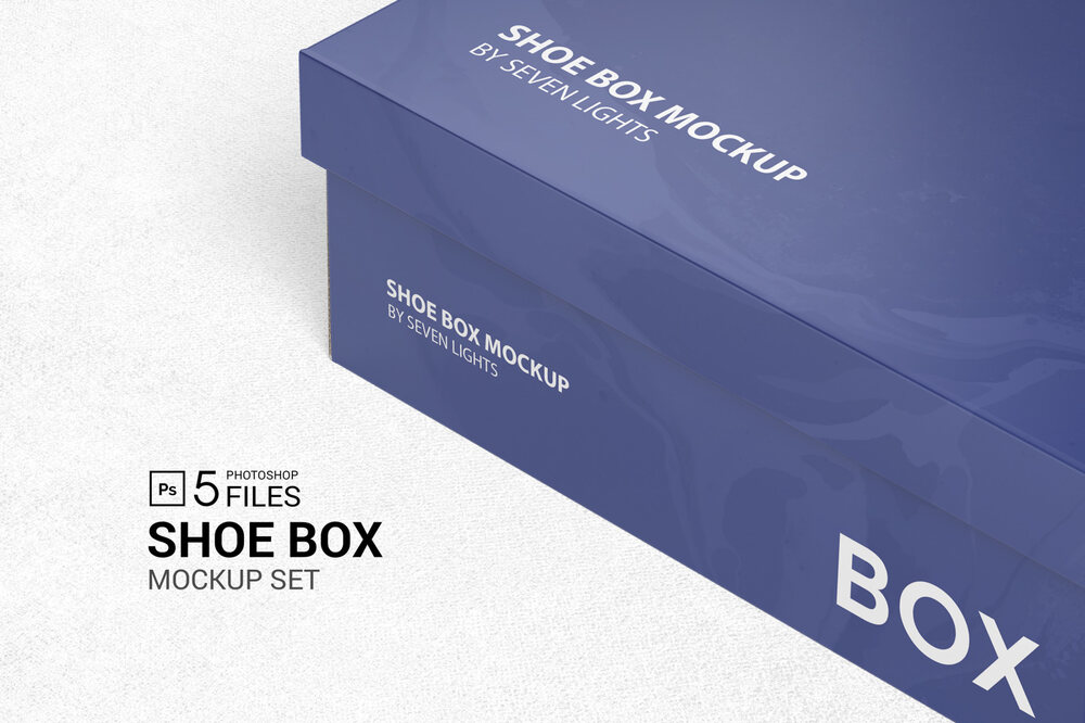 A shoe box mockup in different styles