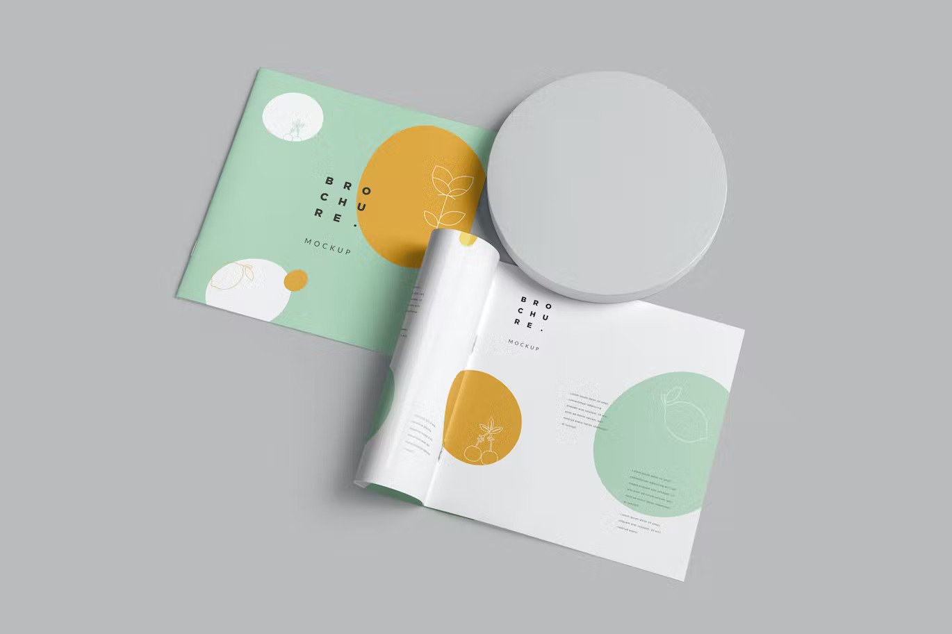A soft cover square brochure mockup set