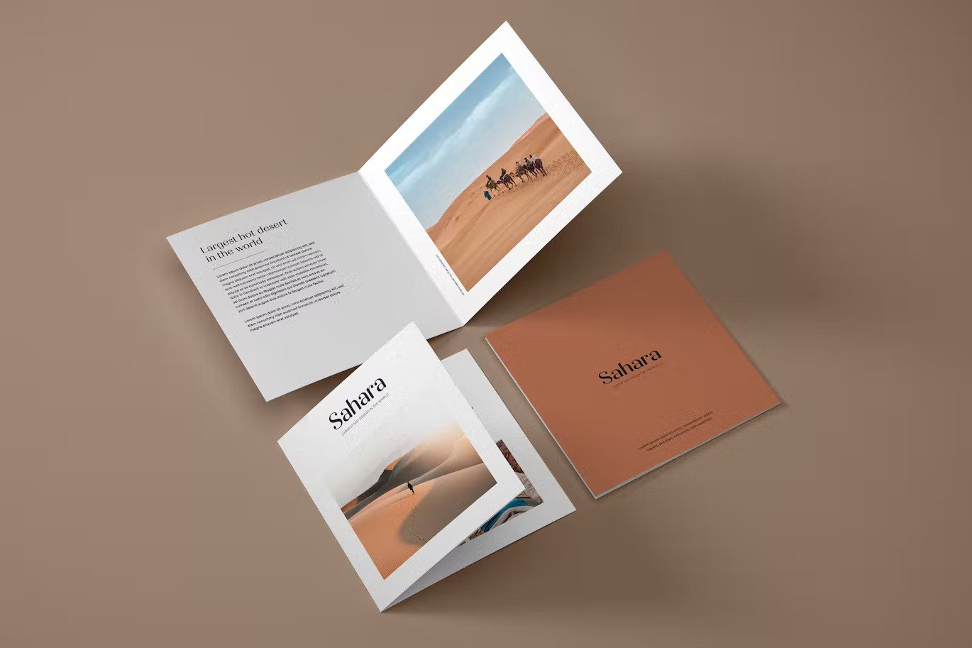 A square bifold brochure mockup template