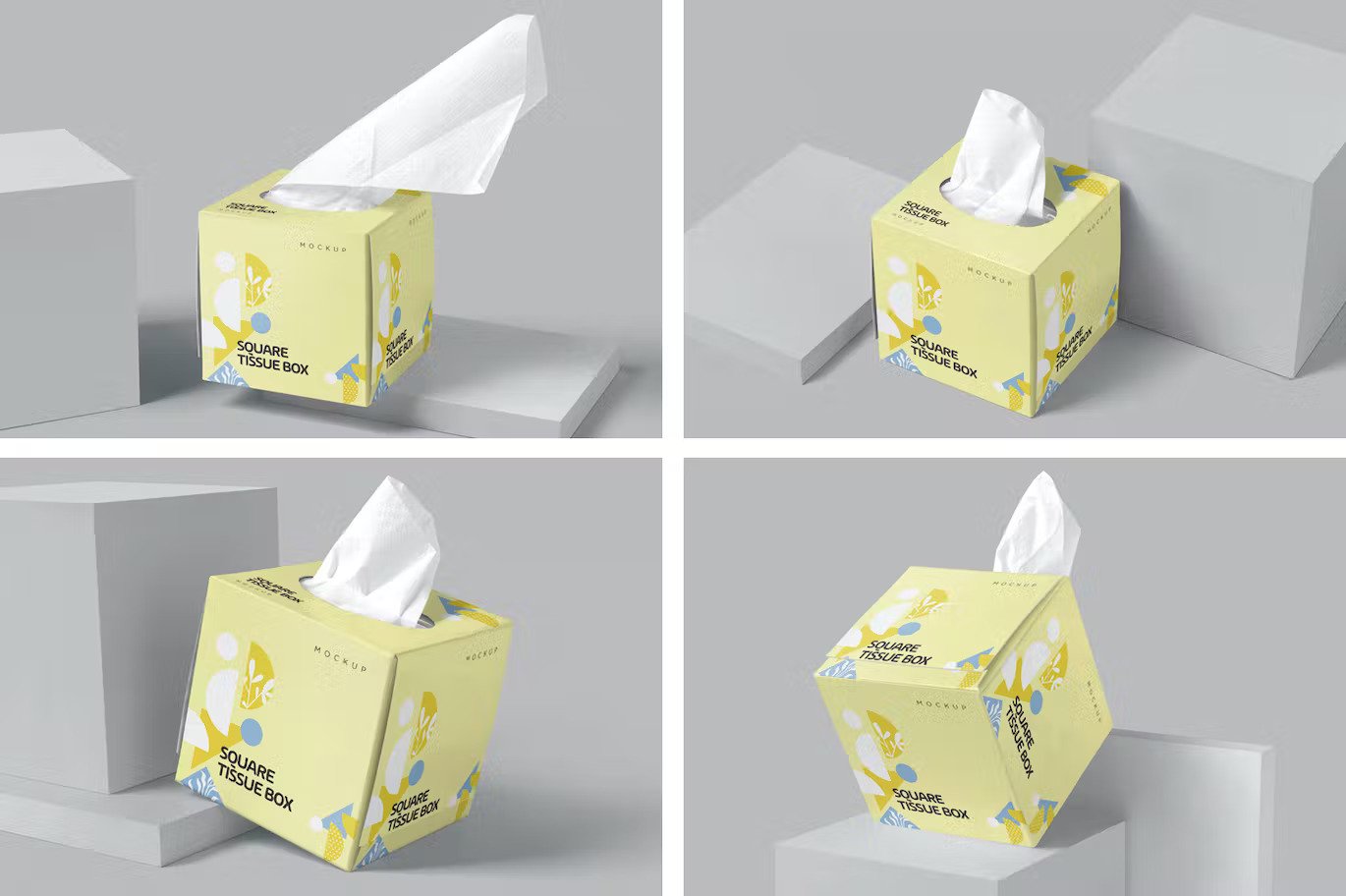 Different tissue box mockup templates