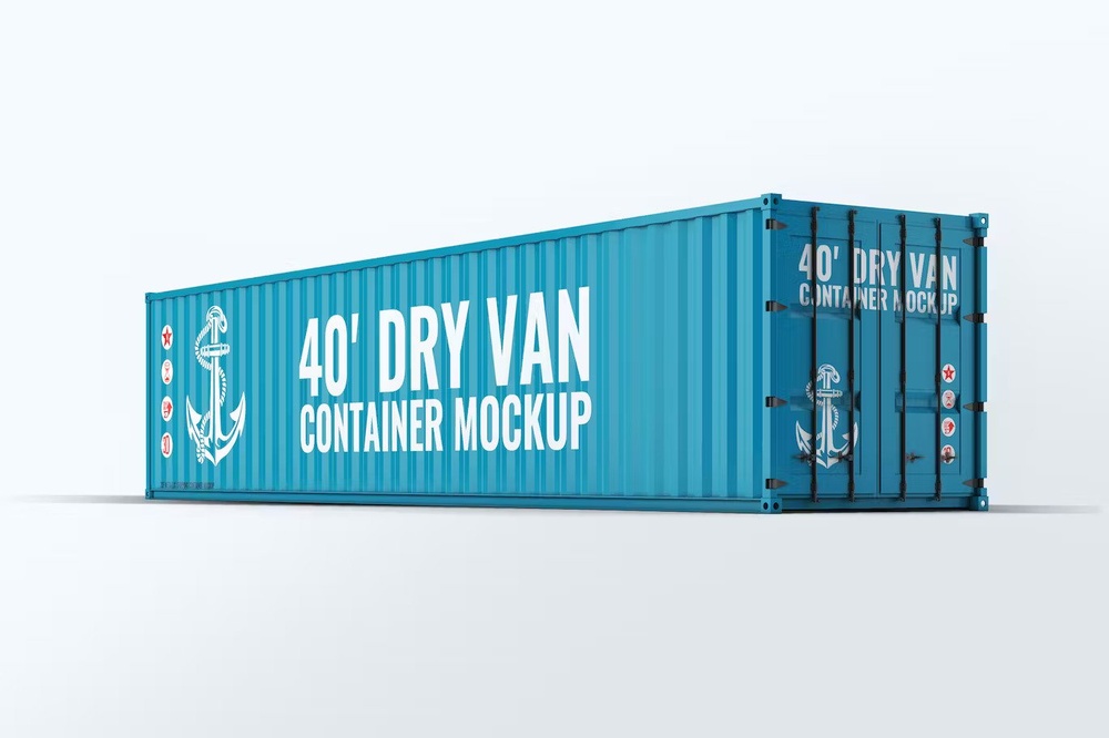 A dry van container mockup