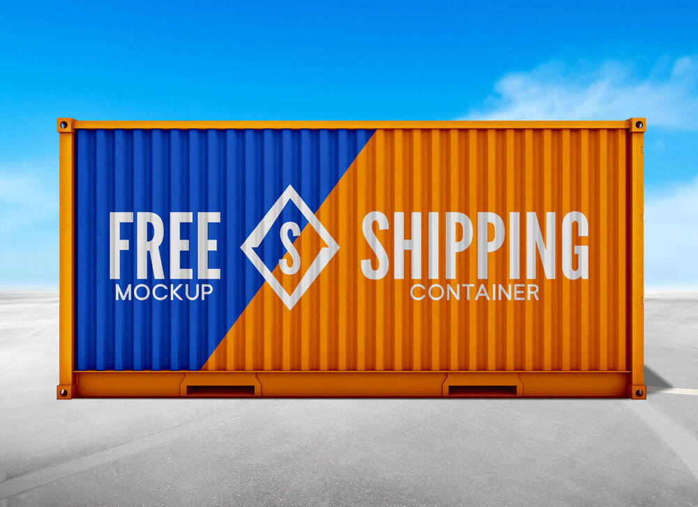 A free cargo shipping container mockup template