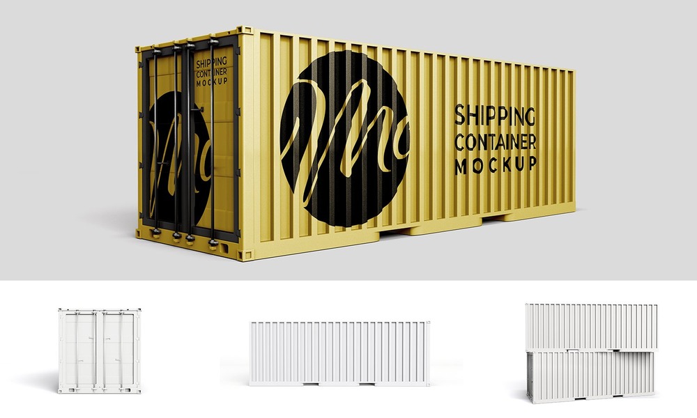 A shipping container mockup set