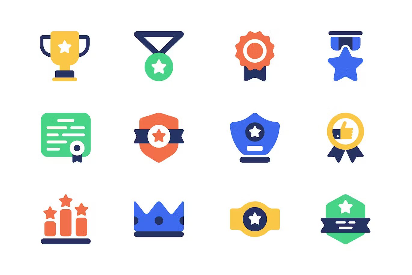 A flat set of awards icons