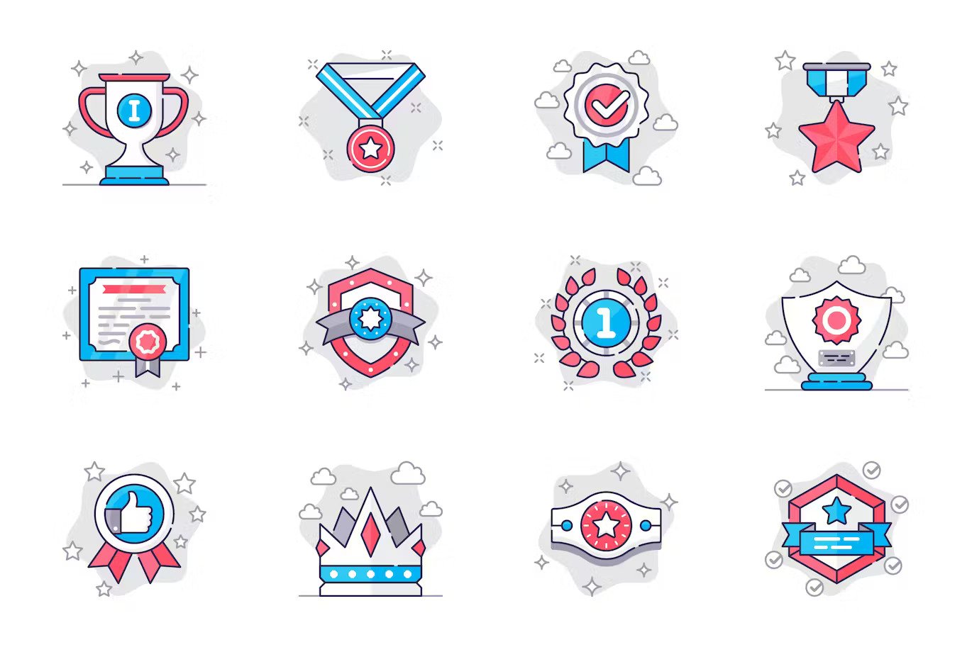 A modern award icons set