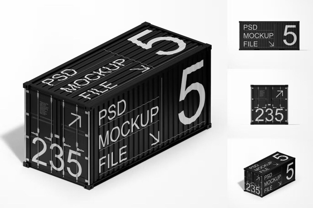 A cargo container mockup set