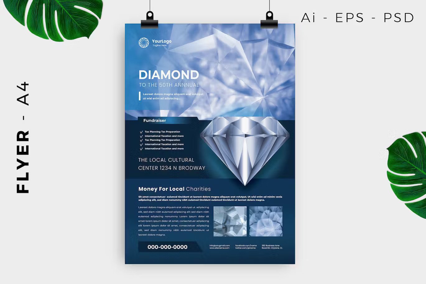 Diamon jewelry flyer template