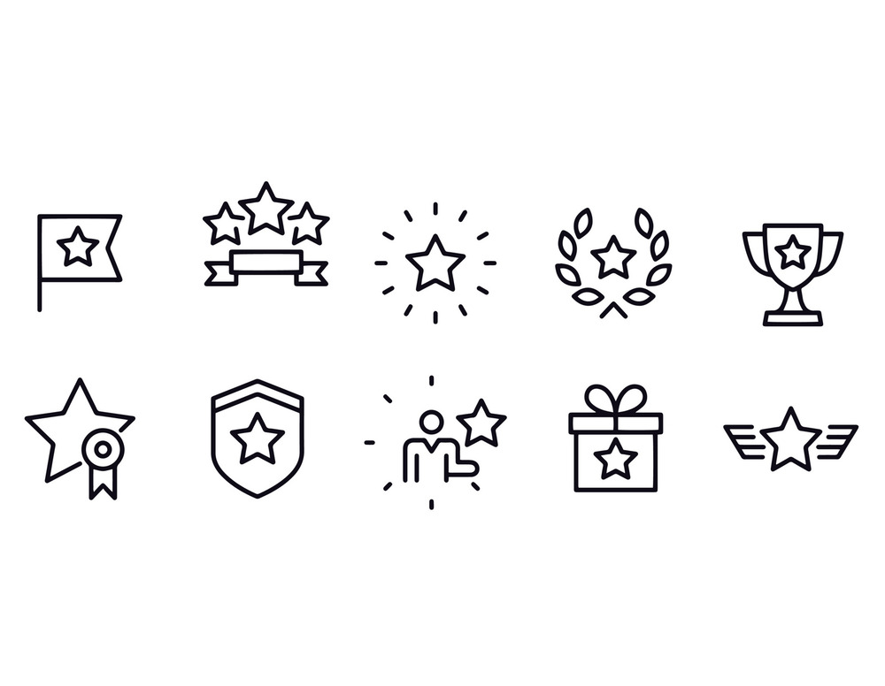 A free star award line icons