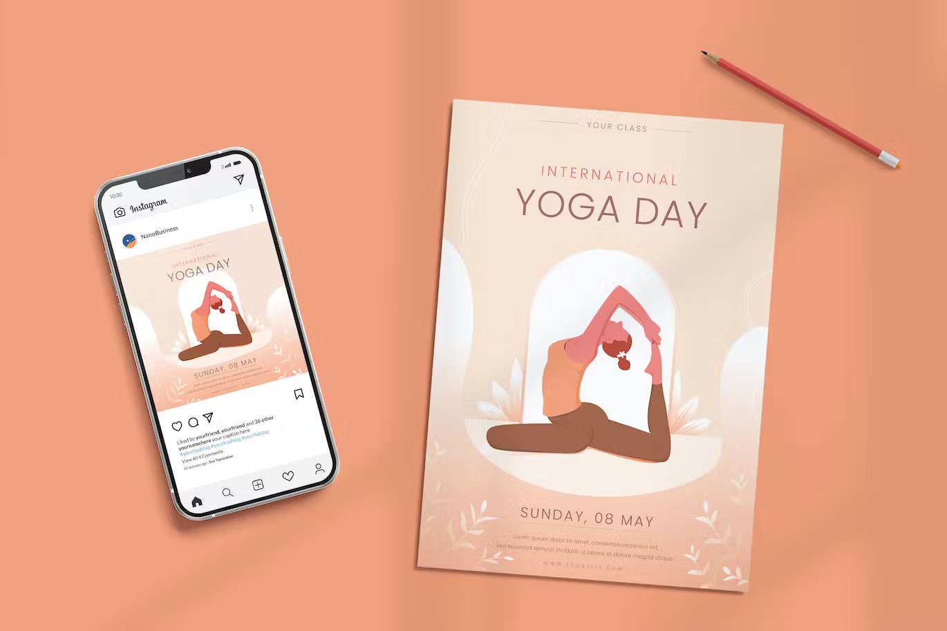 An international yoga day flyer templates
