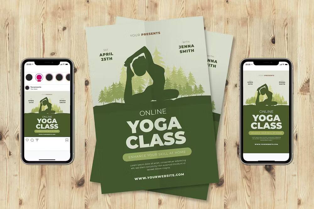 An online yoga class flyer template