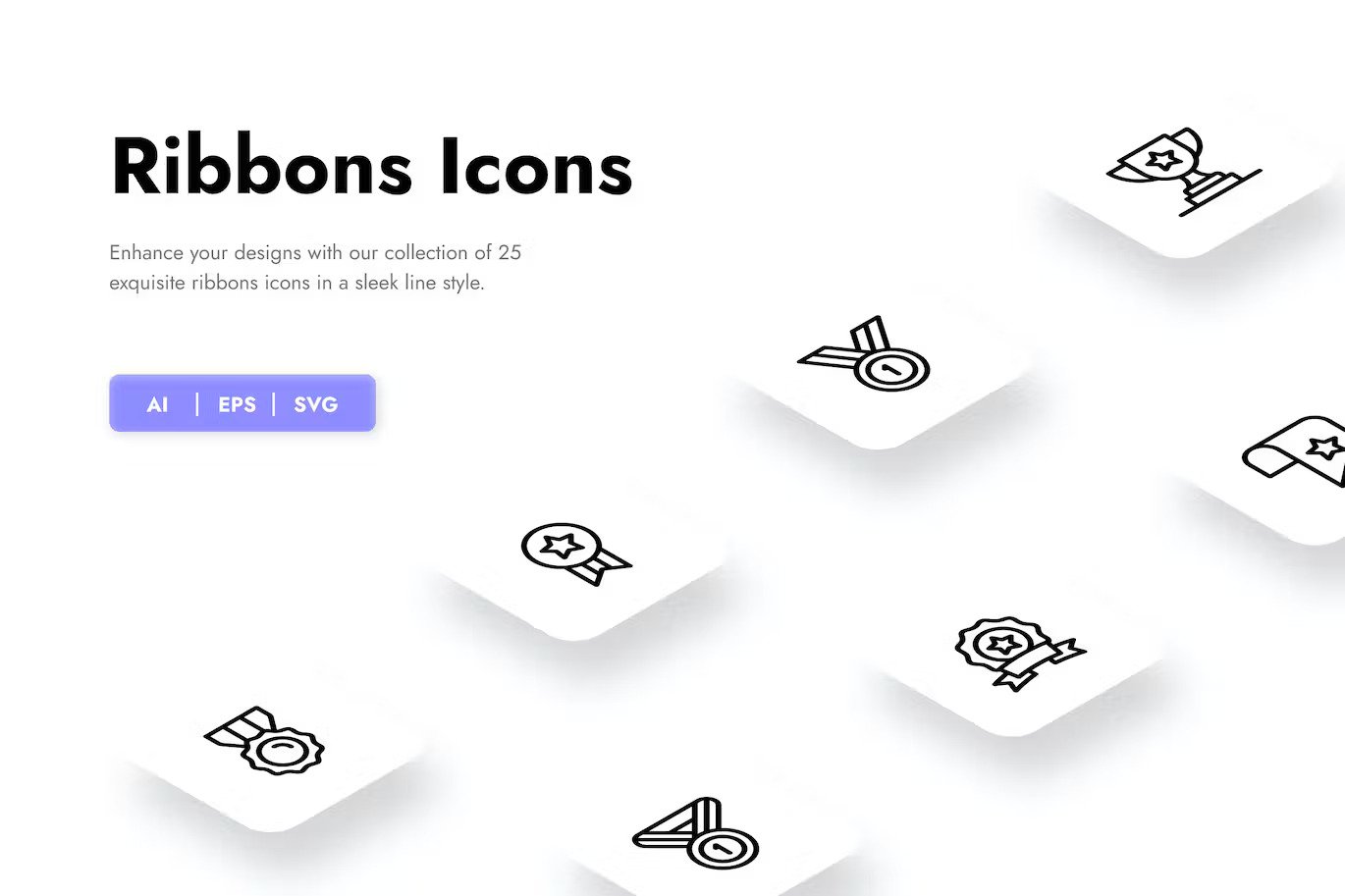 A clean line ribbon icons pack