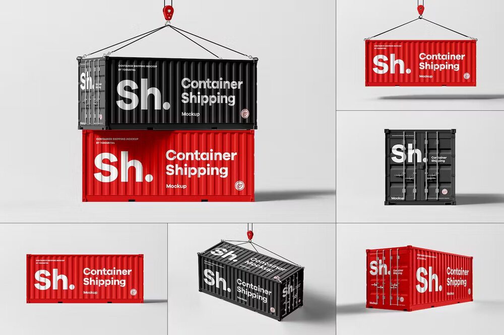 Shipping container mockup templates