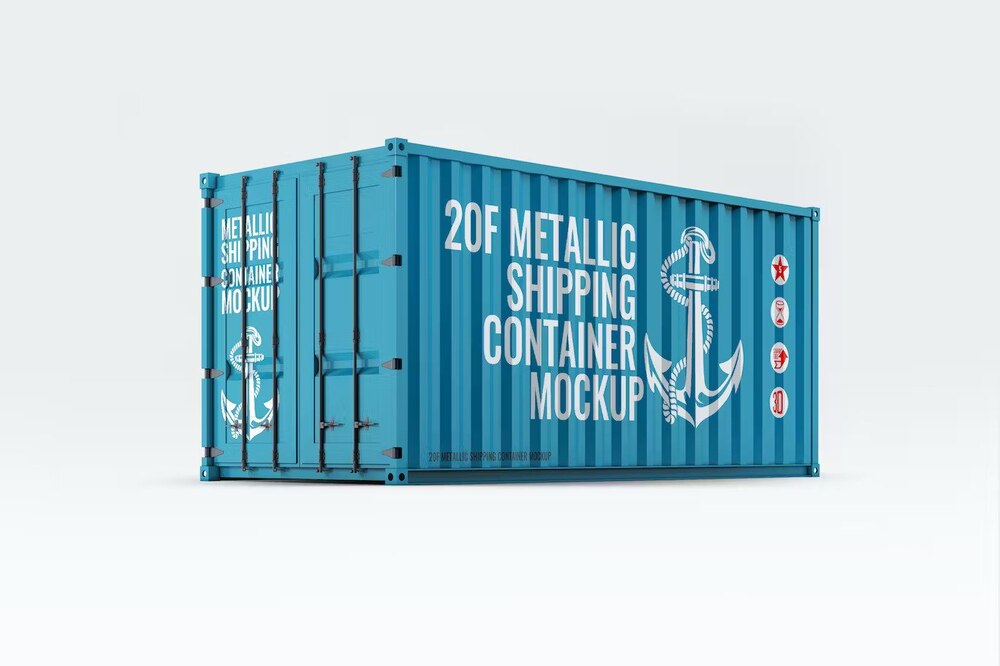A shiping container mockup in different angles
