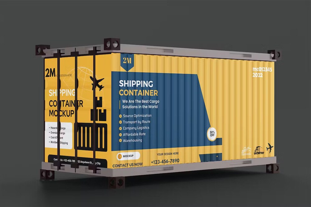 A shipping container mockup templates