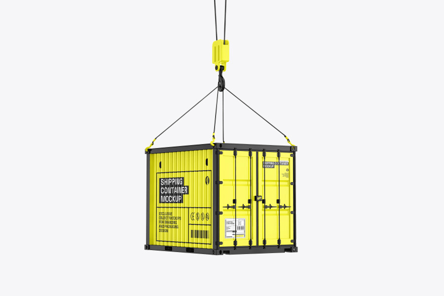 A shipping container with slings mockup