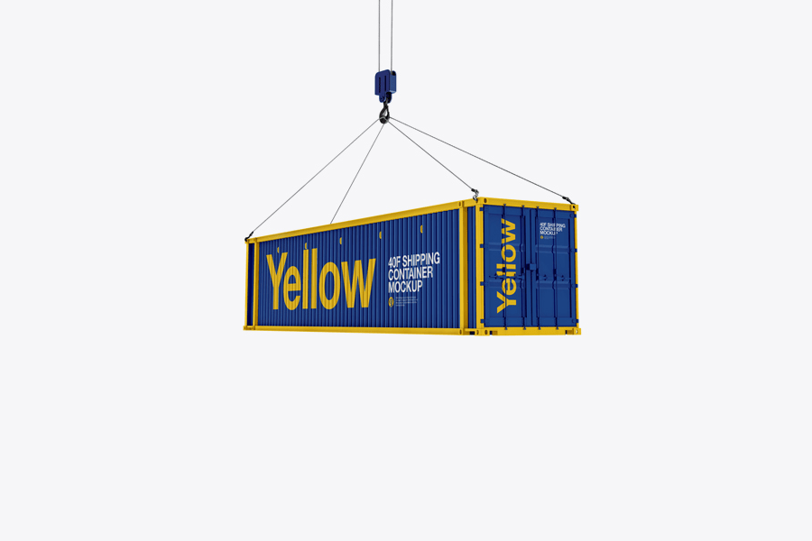 A shipping container with slings mockup