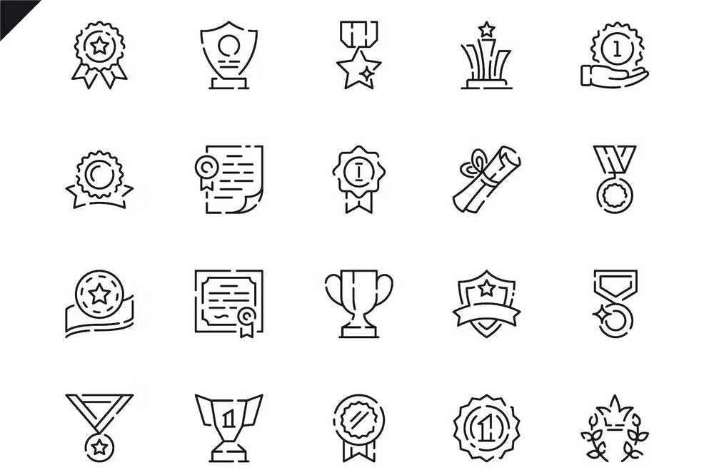 A set of line award icons