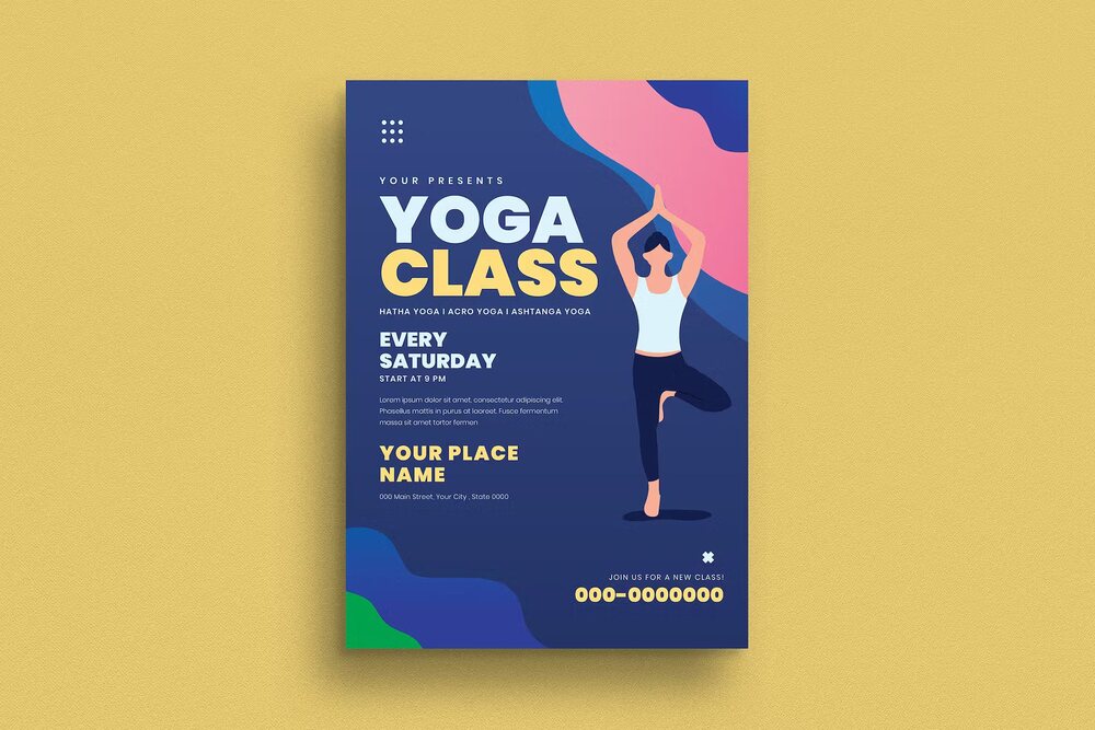A yoga class flyer template