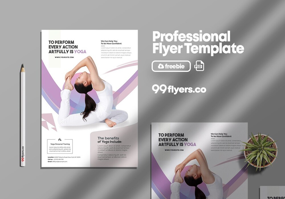 A free professional yoga flyer template