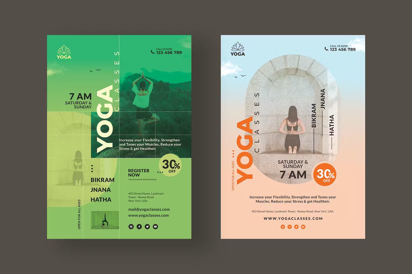 Yoga classes flyer templates
