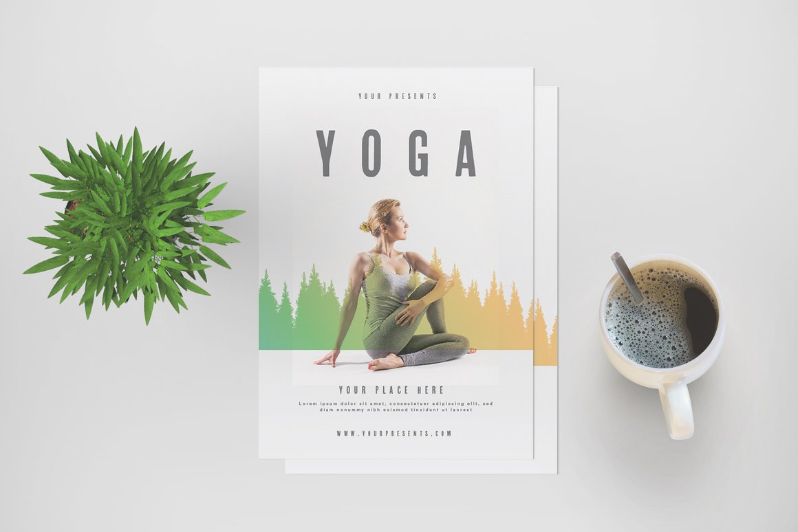 A clean yoga flyer template