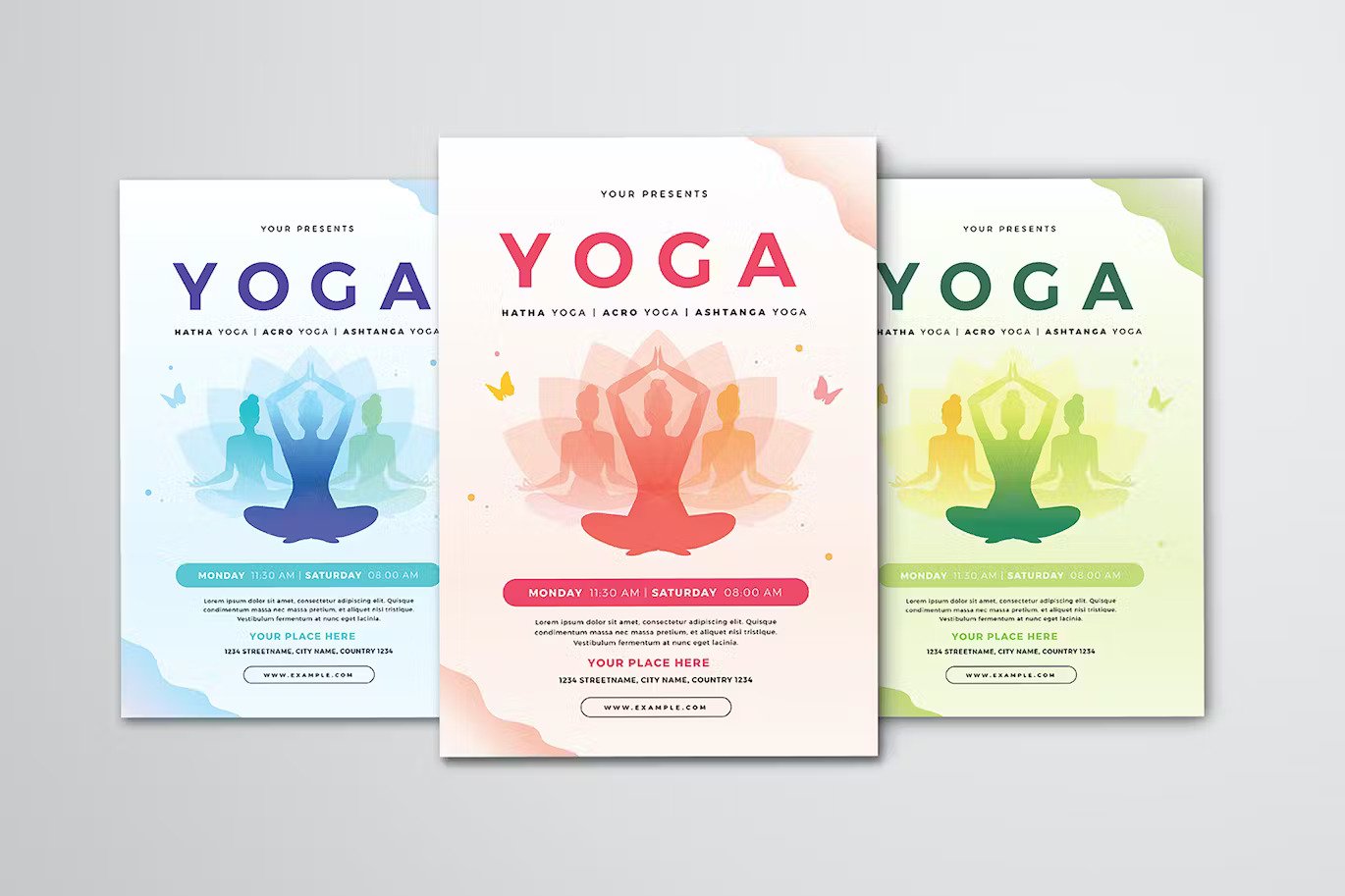 colorful yoga flyer template