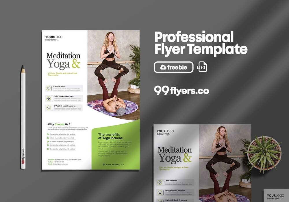 A free professional yoga flyer template