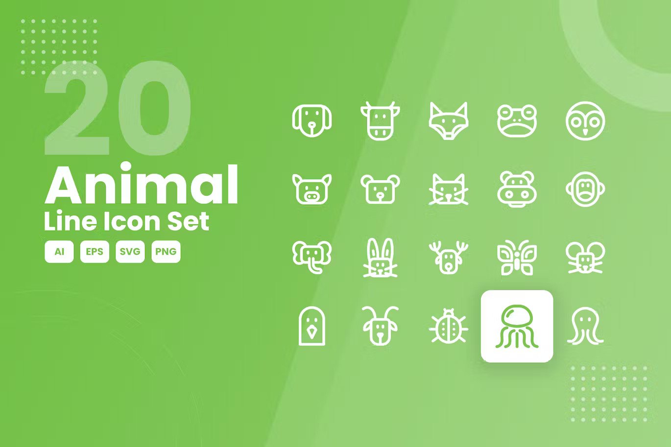 Animal line icon set