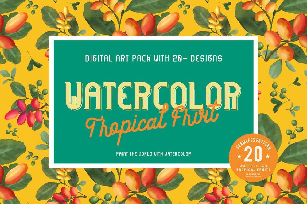 A digital watercolor tropical fruit patterns