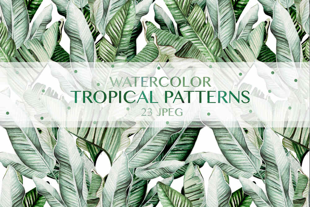 A set of watercolor tropical patterns
