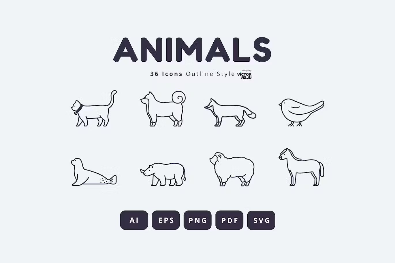 A set of potline style animal icons