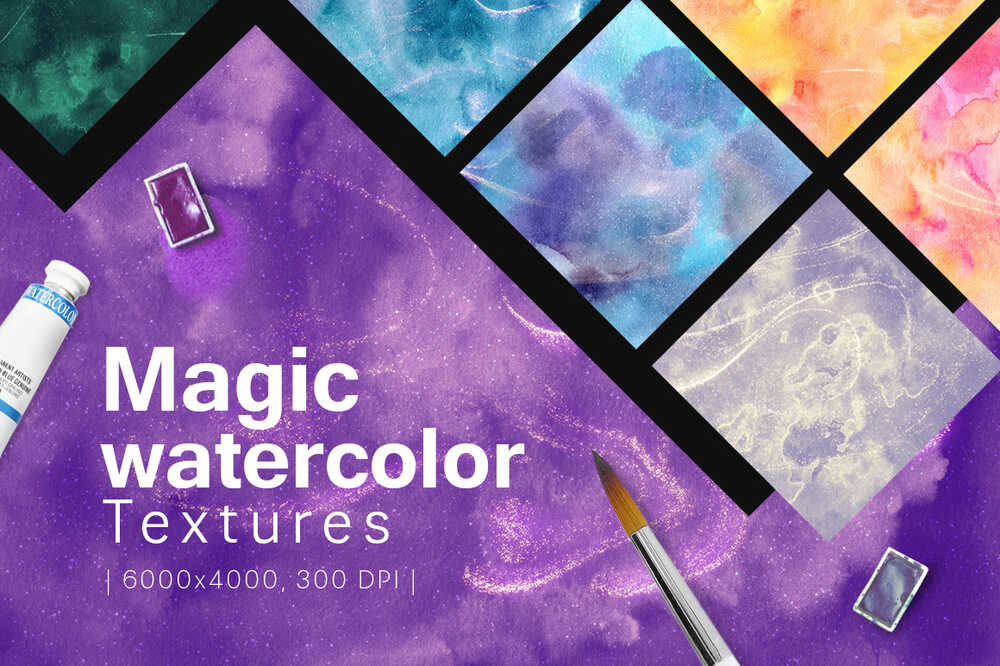 A set of magic watercolor textures