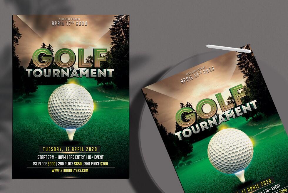 A free gold tournament flyer template