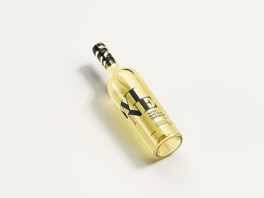 A free white wine bottle mockup set
