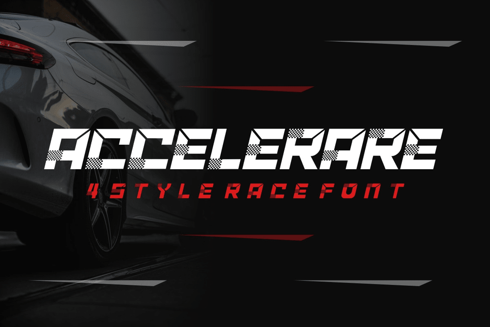 A futuristic racing font in four styles