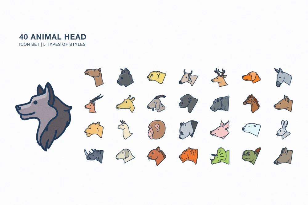 Animal head icon set