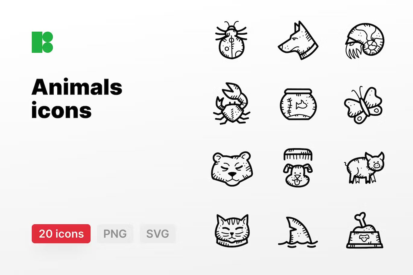 Animals black and white icons